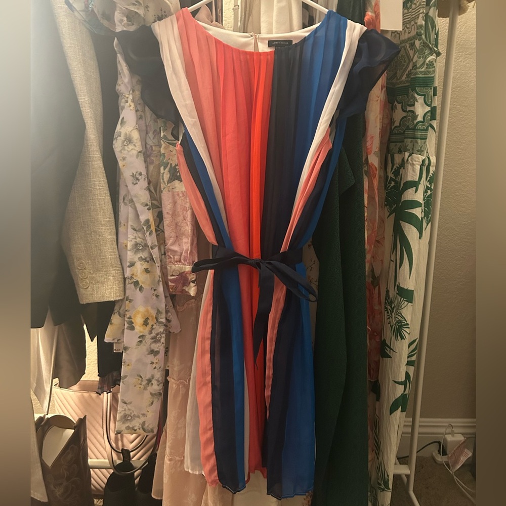 Tommy Hilfiger Blue and Pink Striped Midi Dress